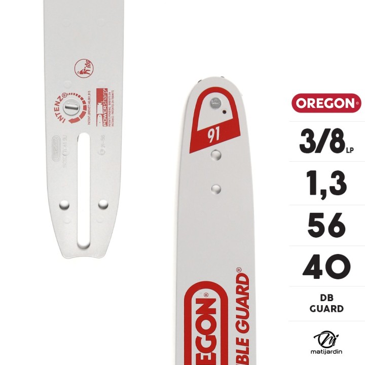 Guide tronçonneuse Oregon 40 cm. 3/8LP" 1,3 mm 56 maillons 160SDET041 DB Guard