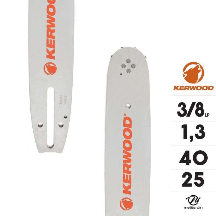 Guide tronçonneuse Kerwood 25 cm 3/8" 1,3 mm. 40 maillons. 10B2KCWA