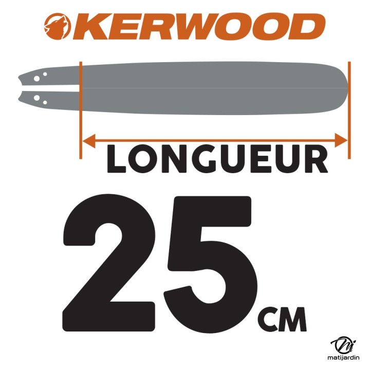 Guide tronçonneuse Kerwood 25 cm 3/8" 1,3 mm. 40 maillons. 10B2KCWA