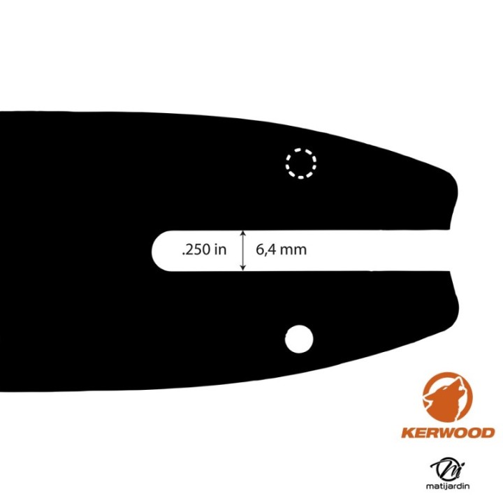 Guide tronçonneuse Kerwood 40 cm 3/8" LP. 1,3 mm. 56 maillons. 16B2KCWH