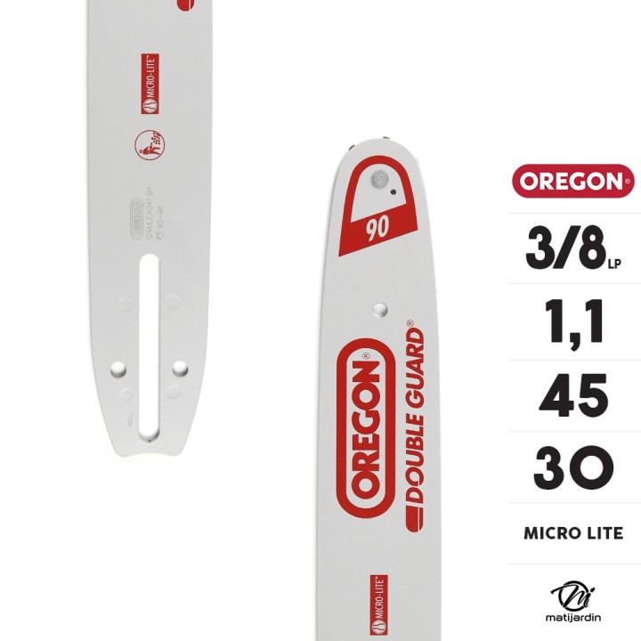 Guide tronçonneuse Oregon 30 cm. 3/8"LP 1,1 mm 45 maillons 124MLEA041 Micro Lite