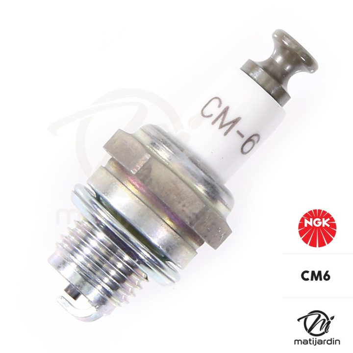 Bougie d'allumage NGK pour tondeuse, tronçonneuse. Type CM6