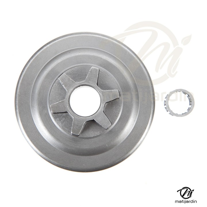 Pignon pour tronçonneuse Husqvarna, Dolmar, Jonsered, Partner 3/8"LP. 6 dents. Hauteur cloche 13,8 mm