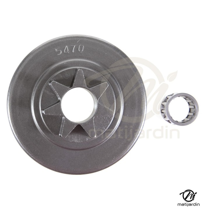 Pignon pour tronçonneuse Solo 3/8". 7 dents. Hauteur cloche 16,7 mm