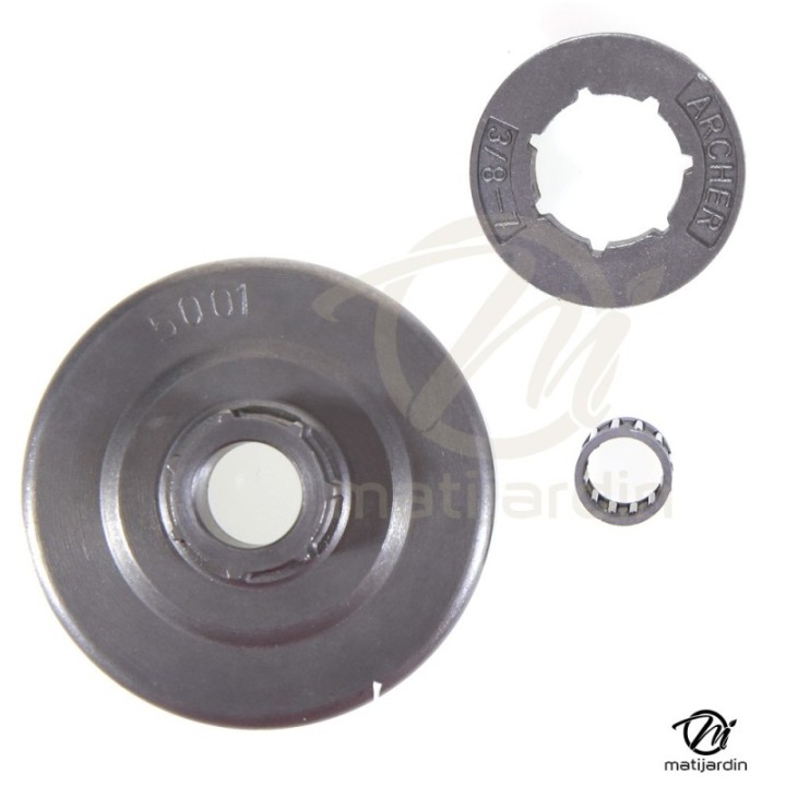 Pignon à bague pour tronçonneuse Alpina 3/8"LP. 6 dents. Hauteur cloche 14 mm