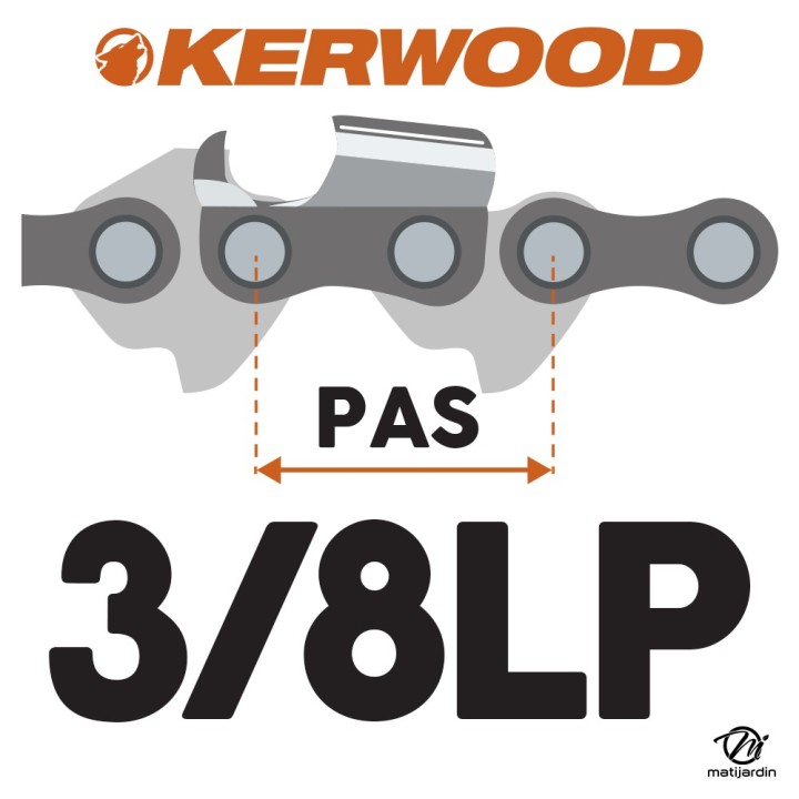 Kit Kerwood guide + chaîne tronçonneuse 40 cm, 3/8"LP 1,3 mm. 55 maiilons