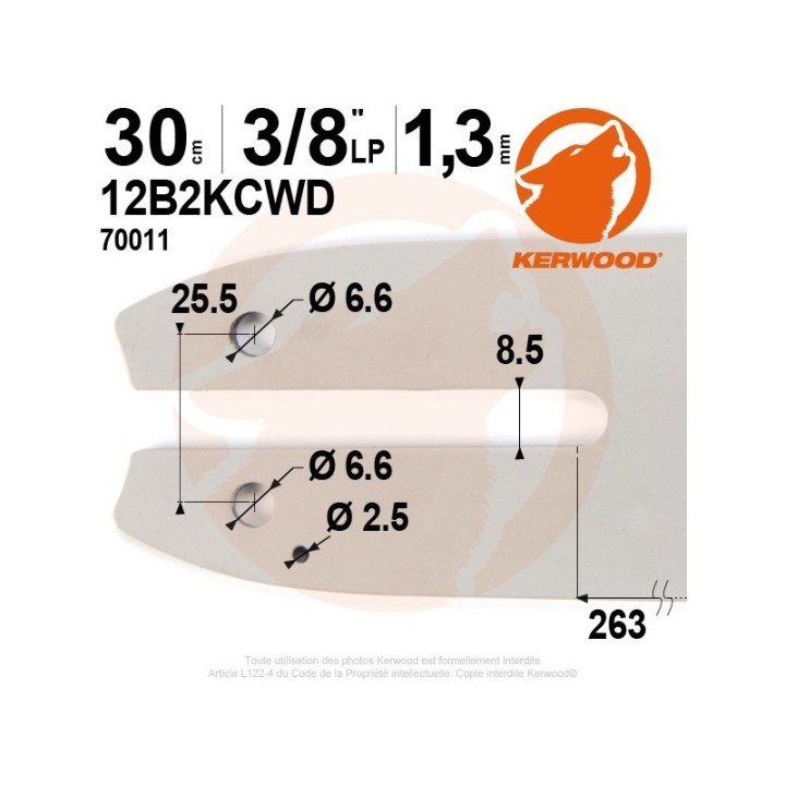 Kit Kerwood guide + chaîne tronçonneuse 30 cm, 3/8"LP 1,3 mm. 44 maillons