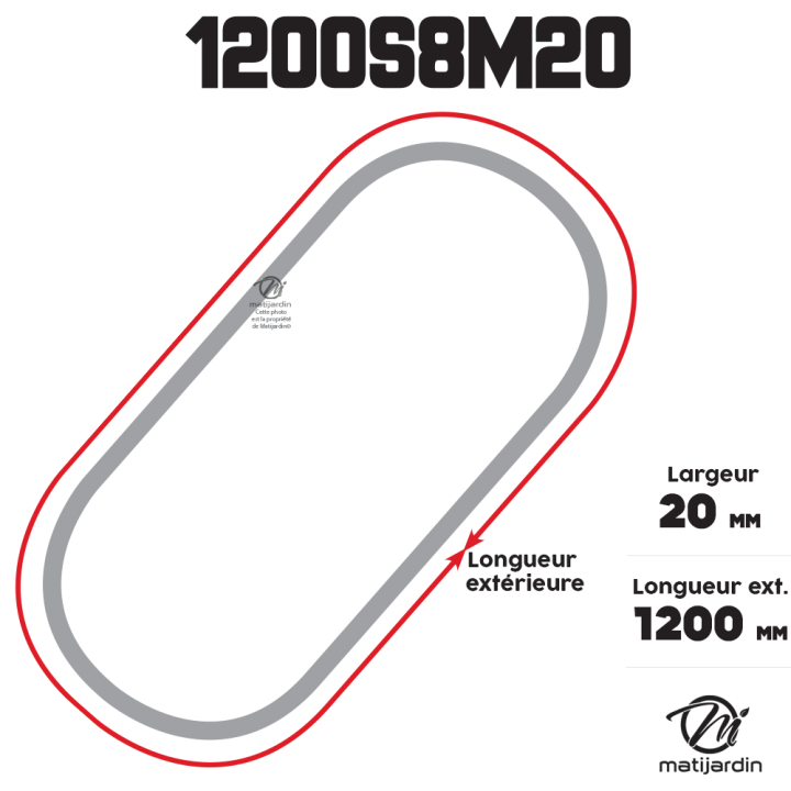 Courroie tondeuse Simple Denture 1200-8M20 - 20 mm x 1200 mm
