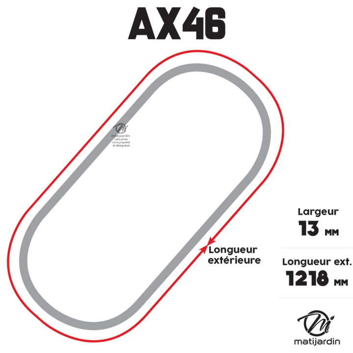 Courroie tondeuse AX46 Trapézoïdale crantée - 13 mm x 1218 mm