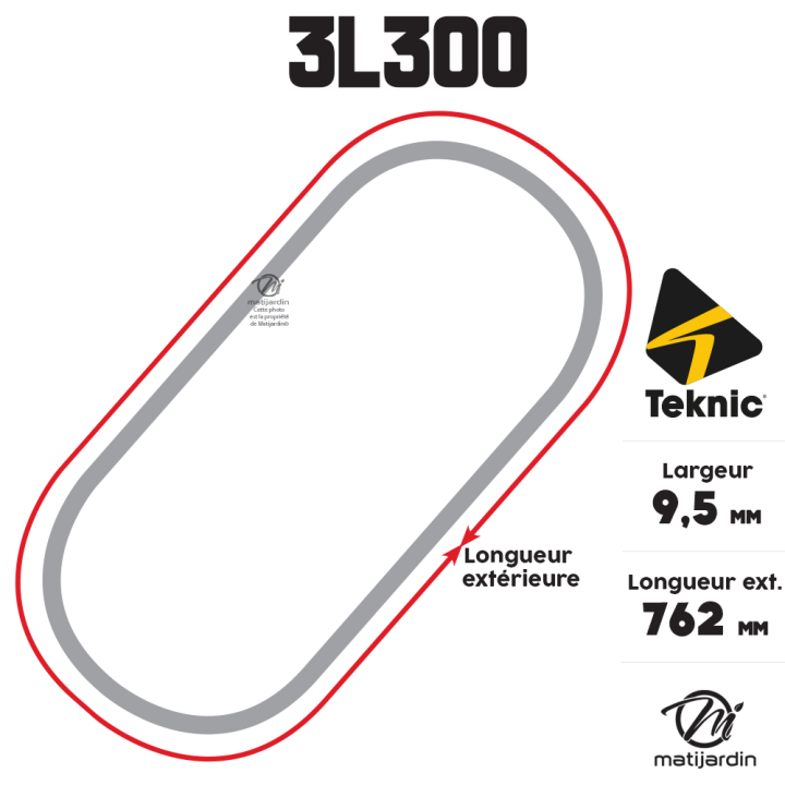 Courroie tondeuse 3L300 Teknic Kevlar Trapézoïdale - 9,5 mm x 762 mm