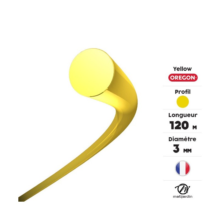 Fil débroussailleuse Oregon Yellow 3 mm x 120 m. Rond. Bobine. Par 2