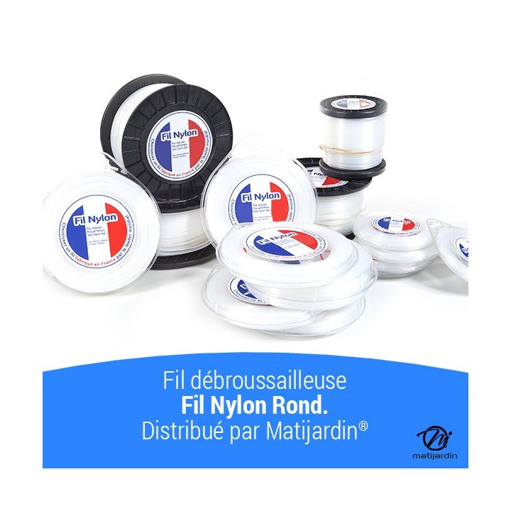 Fil débroussailleuse nylon 3 mm x 30 m. Rond. Blanc. Blister. Par 3