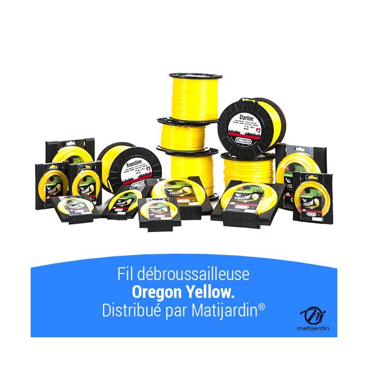 Fil débroussailleuse Oregon Yellow 3 mm x 15 m. Etoilé. Blister. Par 5