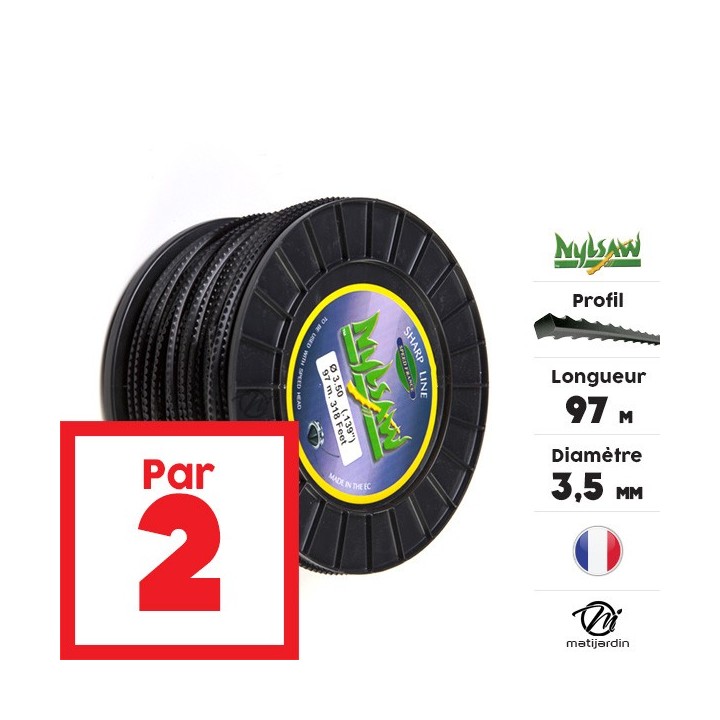 Fil débroussailleuse nylon Nylsaw 3,5 mm x 97 m. Cranté. Bobine. Par 2