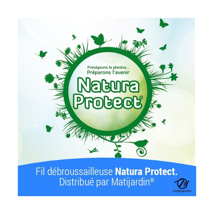 Fil débroussailleuse Natura Protect 1,3 mm x 15 m. Rond. Biodégradable. Blister. Par 5