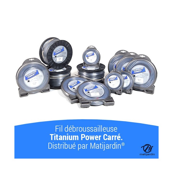 Fil débroussailleuse Titanium 2,5 mm x 15 m. Carré. Bi-matière. Blister. Par 2