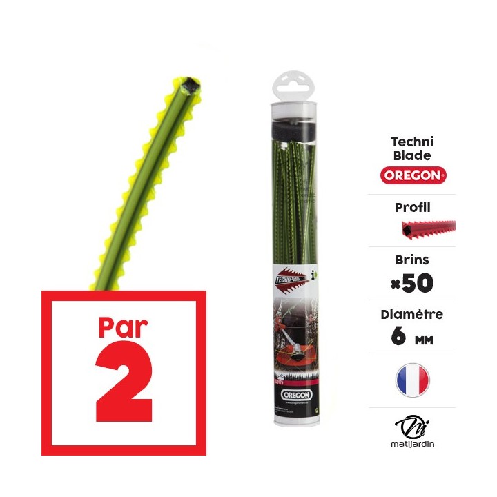 Fil débroussailleuse Oregon Techni-Blade 50 brins de 6 mm. Par 2