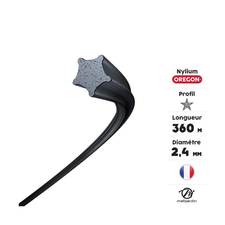 Fil débroussailleuse nylon Oregon Nylium 2,4 mm x 360 m. Etoilé. Bobine. Par 2