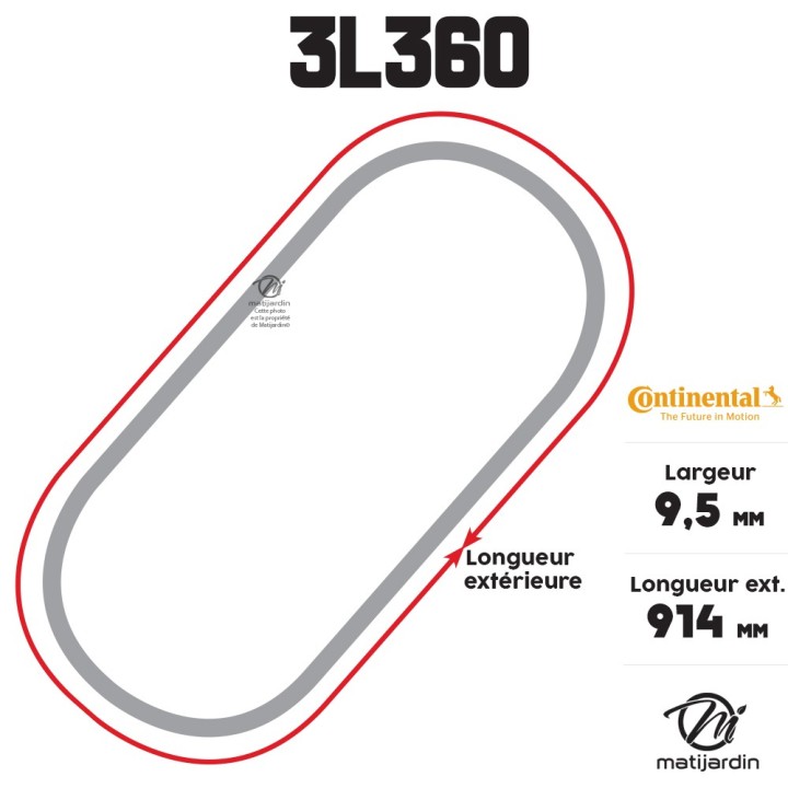 Courroie tondeuse 3L360 Continental Kevlar - 9,5 x 6 x 914  mm