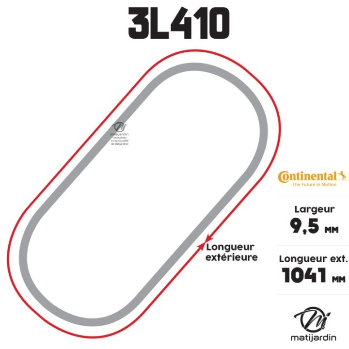 Courroie tondeuse 3L410 Continental Kevlar - 9,5 x 6 x 1041  mm