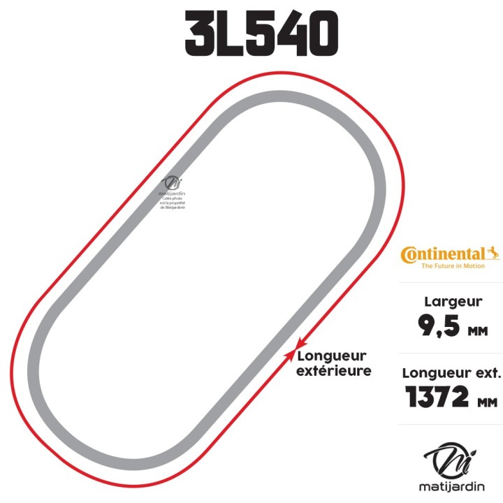 Courroie tondeuse 3L540 Continental Kevlar - 9,5 x 6 x 1372  mm