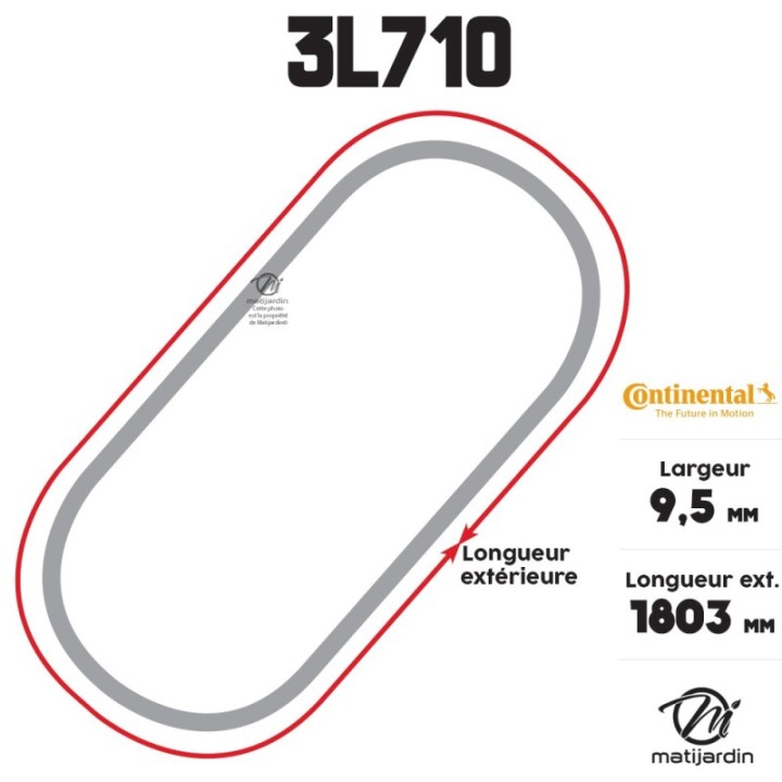 Courroie tondeuse 3L710 Continental Kevlar - 9,5 x 6 x 1803  mm