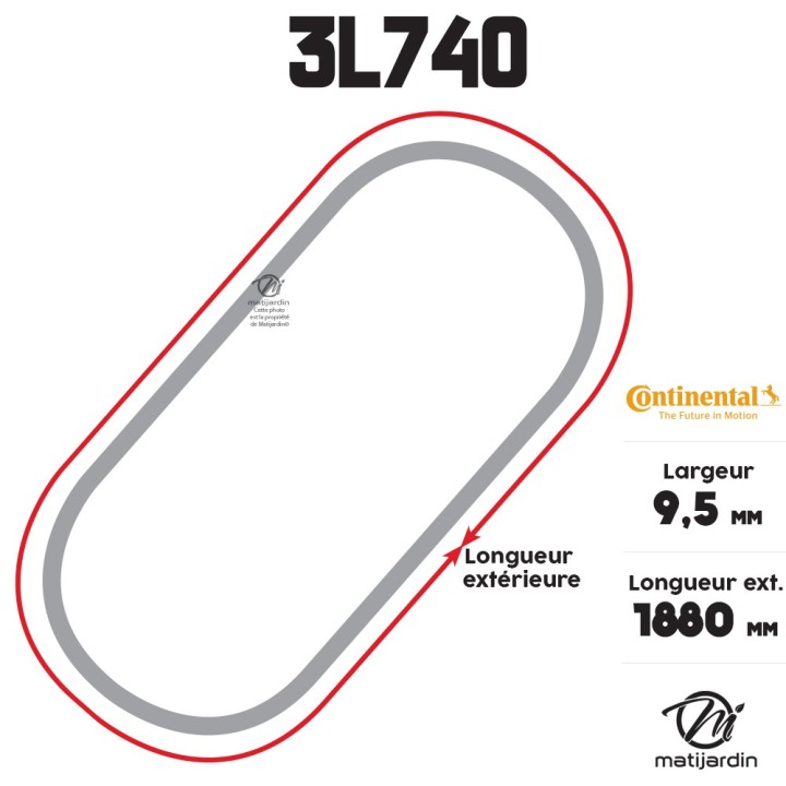 Courroie tondeuse 3L740 Continental Kevlar - 9,5 x 6 x 1880  mm