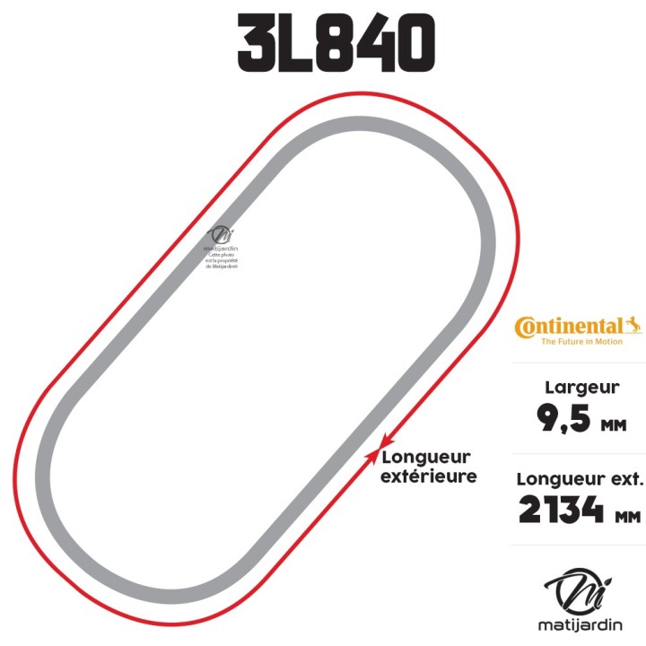 Courroie tondeuse 3L840 Continental Kevlar - 9,5 x 6 x 2134  mm