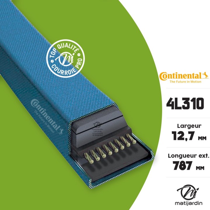 Courroie tondeuse 4L310 Continental Kevlar - 12,7 x 7,2 x 787  mm