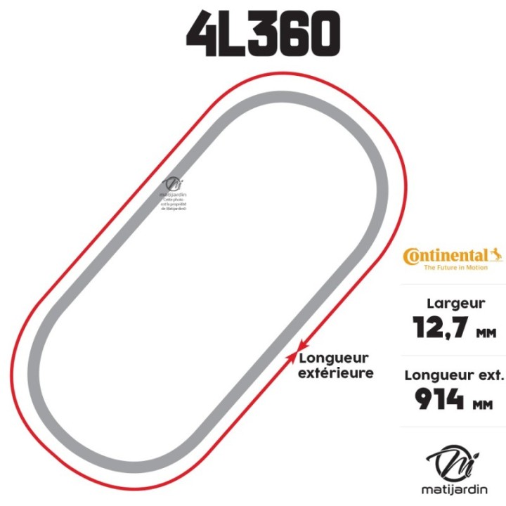 Courroie tondeuse 4L360 Continental Kevlar - 12,7 x 7,2 x 914  mm
