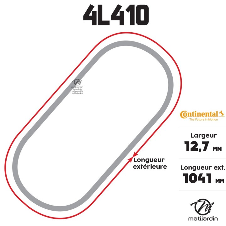 Courroie tondeuse 4L410 Continental Kevlar - 12,7 x 7,2 x 1041  mm