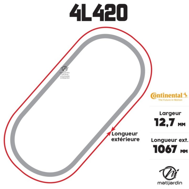 Courroie tondeuse 4L420 Continental Kevlar - 12,7 x 7,2 x 1067  mm