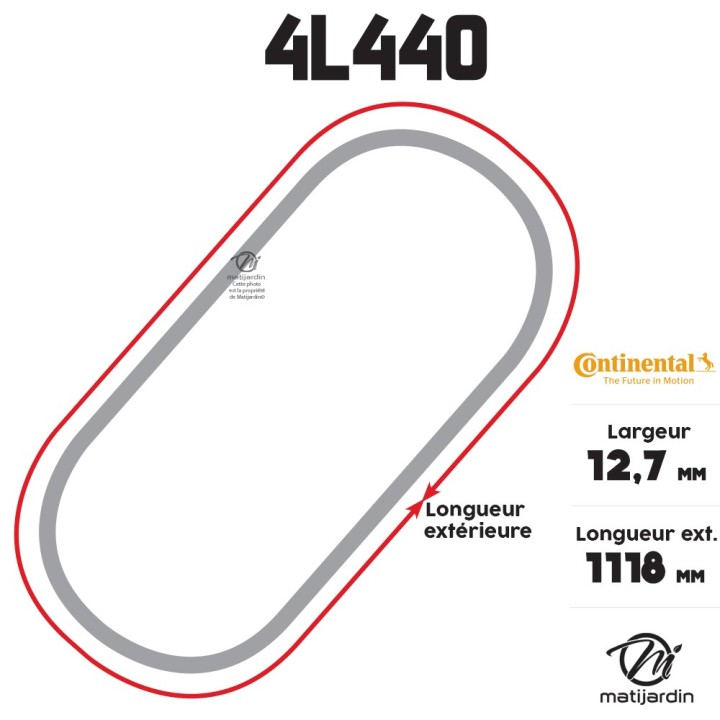 Courroie tondeuse 4L440 Continental Kevlar - 12,7 x 7,2 x 1118  mm