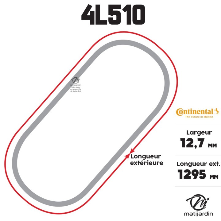 Courroie tondeuse 4L510 Continental Kevlar - 12,7 x 7,2 x 1295  mm