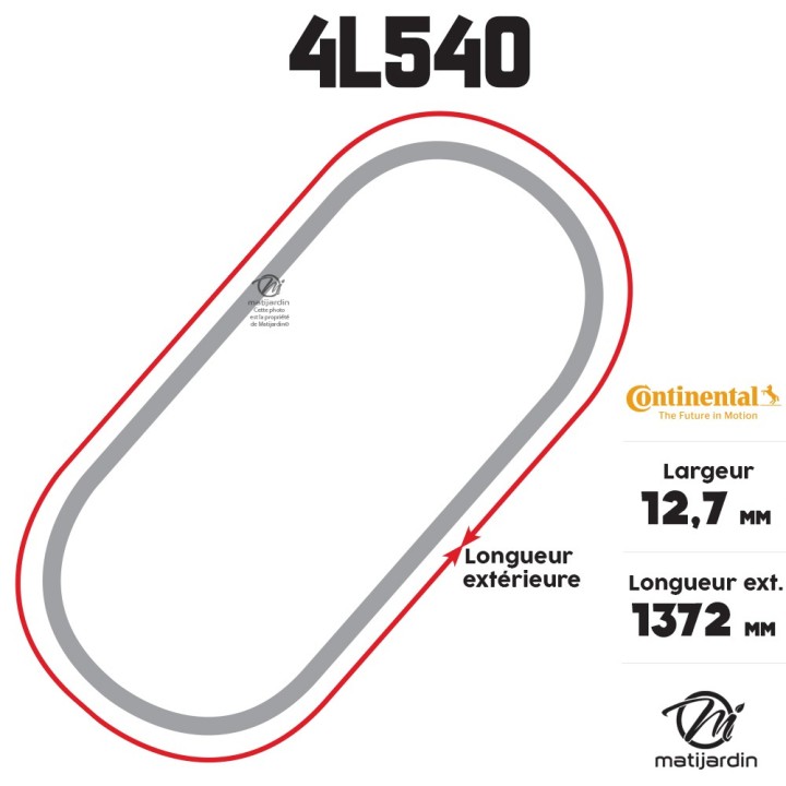 Courroie tondeuse 4L540 Continental Kevlar - 12,7 x 7,2 x 1372  mm