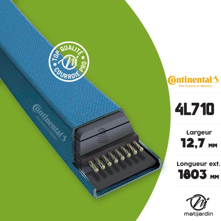 Courroie tondeuse 4L710 Continental Kevlar - 12,7 x 7,2 x 1803  mm