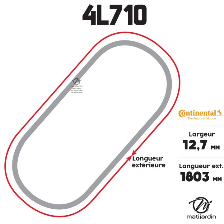 Courroie tondeuse 4L710 Continental Kevlar - 12,7 x 7,2 x 1803  mm