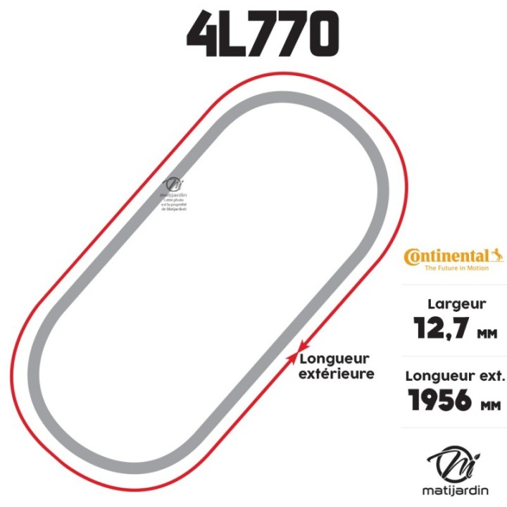 Courroie tondeuse 4L770 Continental Kevlar - 12,7 x 7,2 x 1956 mm