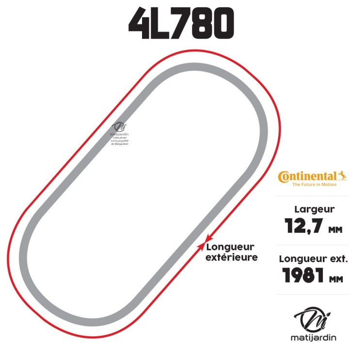 Courroie tondeuse 4L780 Continental Kevlar - 12,7 x 7,2 x 1981  mm