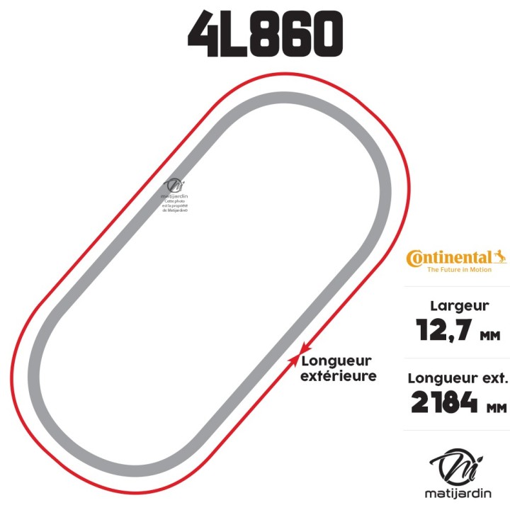 Courroie tondeuse 4L860 Continental Kevlar - 12,7 x 7,2 x 2184  mm