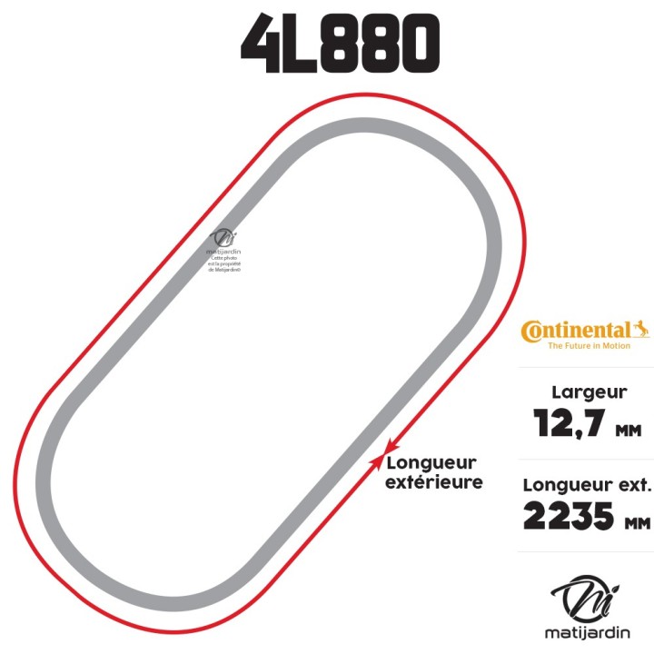 Courroie tondeuse 4L880 Continental Kevlar - 12.7 x 7,2 x 2235  mm