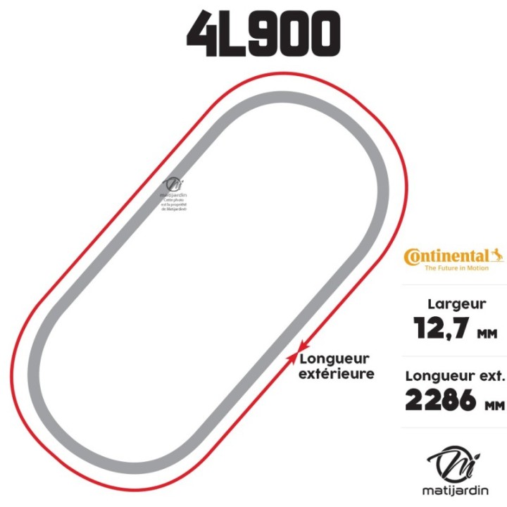 Courroie tondeuse 4L900 Continental Kevlar - 12,7 x 7,2 x 2286  mm