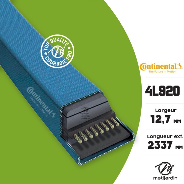 Courroie tondeuse 4L920 Continental Kevlar - 12,7 x 7,2 x 2337  mm