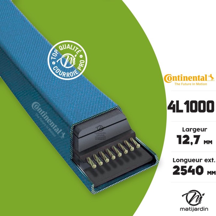 Courroie tondeuse 4L1000 Continental Kevlar - 12,7 x 7,2 x 2540  mm