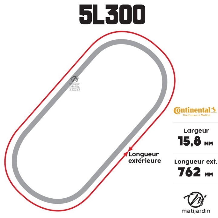 Courroie tondeuse 5L300 Continental Kevlar - 15,8 x 9,5 x 762  mm