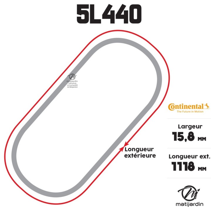 Courroie tondeuse 5L440 Continental Kevlar - 15,8 x 9,5 x 1118  mm