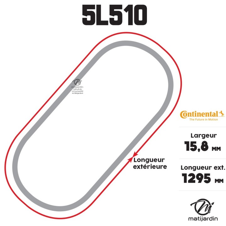 Courroie tondeuse 5L510 Continental Kevlar - 15,8 x 9,5 x 1295  mm