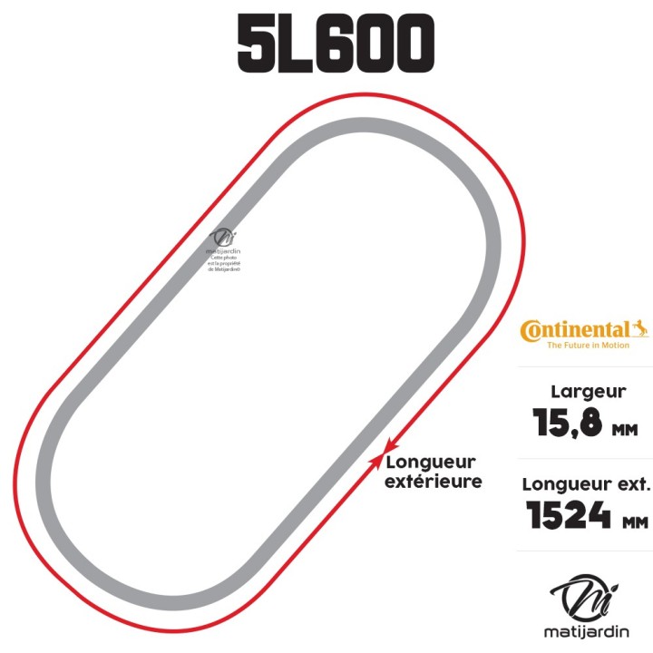 Courroie tondeuse 5L600 Continental Kevlar - 15,8 x 9,5 x 1524  mm