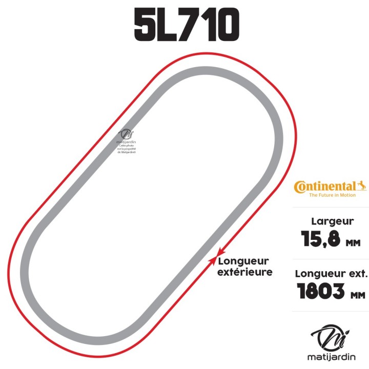 Courroie tondeuse 5L710 Continental Kevlar - 15,8 x 9,5 x 1803  mm