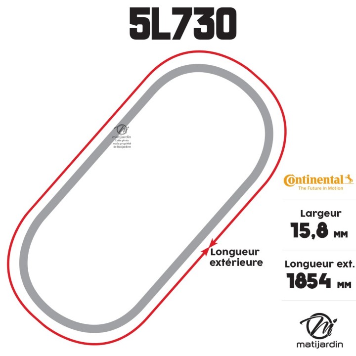 Courroie tondeuse 5L730 Continental Kevlar - 15,8 x 9,5 x 1854  mm